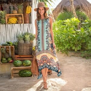 Sundance Enchanted Island Dress Petite 4 Boho Maxi Sleeveless Resort Style